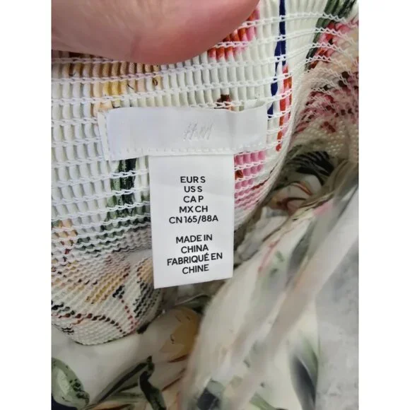 H&M Womens Floral Smocked-Back Sundress Multicolor S Cotton Lightweight Mini - Picture 3 of 5